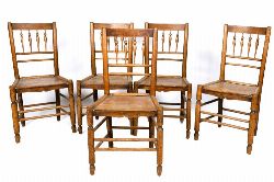 SET OF FIVE ELM KITCHEN CHAIRS, SIGNED â€œT.H.â€