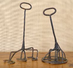 PAIR OF FORGED IRON ANIMAL BRANDING IRONS, â€œE.A.C.â€