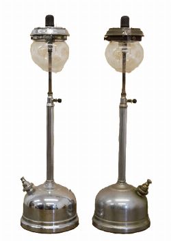 PAIR OF CHROME PARAFFIN TABLE LAMPS