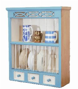 PAINTED KITCHEN WALL-HANGING PLATE AND MUG RACK