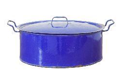 19TH-CENTURY BLUE ENAMEL FISH KETTLE / STEAMER