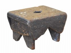 19TH-CENTURY PINE MILKING STOOL WITH DIAMOND CUT-OUT