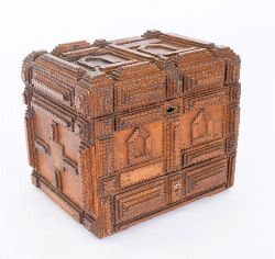 ARTS AND CRAFTS TRAMP ART BOX WITH DRAWER