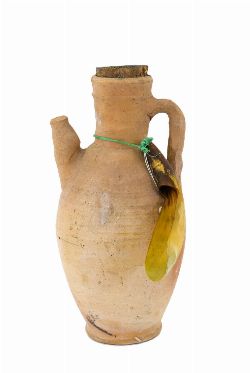 TERRACOTTA WATER VESSEL WITH HORN IMPLEMENT