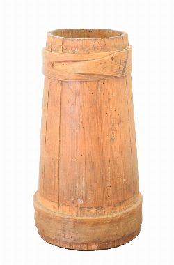 PINE WOODEN-BOUND STAVE FLOUR BIN