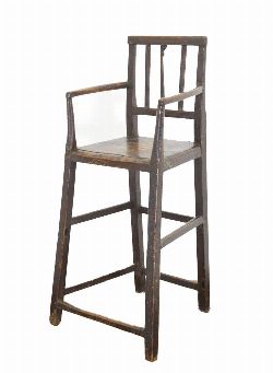 19TH-CENTURY PINE PRIMITIVE CHILD'S HIGH CHAIR