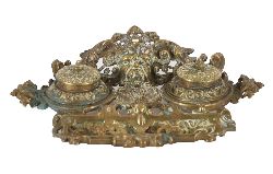 19TH - CENTURY FRENCH BRASS PEN AND INK STAND