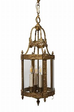 EDWARDIAN ORMOLU CIRCULAR HALL LANTERN