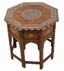 MOROCCAN BONE-INLAID OCTAGONAL-SHAPED TABLE