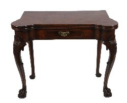 IRISH GEORGE I BURR WALNUT FOLD-OVER TABLE