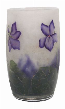 DAUM NANCY CAMEO OVERLAY ENAMELLED VIOLET VASE, FRANCE, LATE 19TH / EARLY 20TH CENTURY