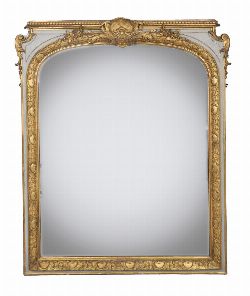 LARGE GILT-FRAMED OVERMANTEL MIRROR