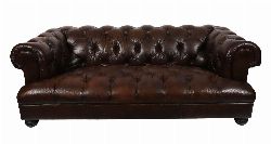 LEATHER TETRAD DEEP-BUTTONED CHESTERFIELD SETTEE