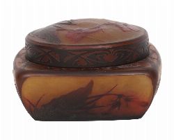 DAUM NANCY GLASS BOX AND COVER, FRANCE CIRCA 1900