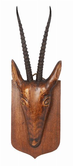 EARLY 20TH-CENTURY EAST AFRICAN CARVED ANTELOPE TROPHY