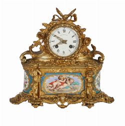 19TH-CENTURY FRENCH ORMOLU-MOUNTED SÃˆVRES PORCELAIN MANTEL CLOCK
