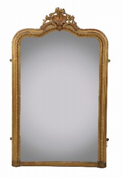 19TH-CENTURY GILT-FRAMED OVERMANTEL MIRROR