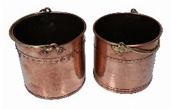PAIR OF 19TH-CENTURY COPPER AND BRASS LOG BARRELS