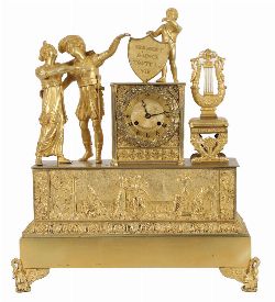FRENCH EMPIRE PERIOD ORMOLU MANTEL CLOCK