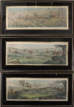 SET OF 3 19TH-CENTURY HAND-COLOURED HUNTING PRINTS AFTER HENRY ALKEN