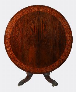 REGENCY ROSEWOOD AND MARQUETRY CENTRE TABLE