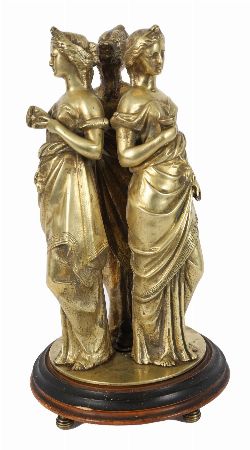 19TH-CENTURY GILT-BRONZE FIGURAL GROUP OF THE THREE GRACES