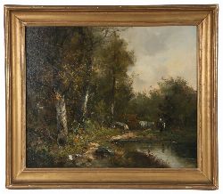 19TH-CENTURY CONTINENTAL SCHOOL, PAIR OF LANDSCAPES, EACH OIL ON CANVAS