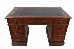 LATE 19TH-CENTURY WALNUT PEDESTAL WRITING DESK