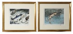 TIM HAIRS, SET OF 4 LEAPING FISH LIMITED EDITION PRINTS