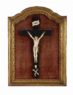 IVORY CORPUS CRUCIFIX IN GILT FRAME