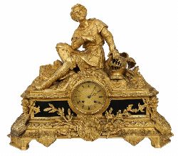 19TH-CENTURY FRENCH ORMOLU FIGURAL MANTEL CLOCK