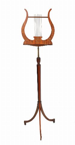 EDWARDIAN SATINWOOD AND MARQUETRY MUSIC STAND