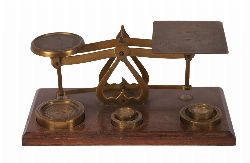 19TH-CENTURY BRASS AND WOODEN POSTAL SCALES