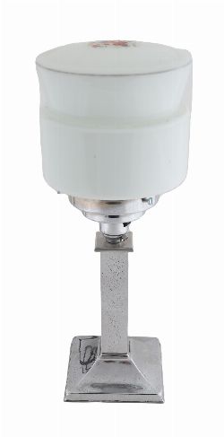 ART DECO CHROME TABLE LAMP WITH MILK GLASS SHADE