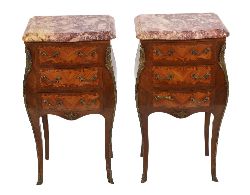 PAIR OF FRENCH KINGWOOD AND ORMOLU-MOUNTED BOMBÃ‰ COMMODES