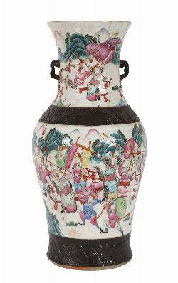 19TH-CENTURY CHINESE POLYCHROME CRACKLEWARE VASE