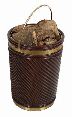 GEORGE III-STYLE MAHOGANY AND BRASS-BOUND PEAT BUCKET