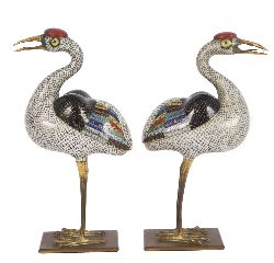 PAIR OF 19TH-CENTURY CHINESE CLOISONNÃ‰ BIRDS