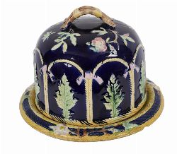 19TH-CENTURY MAJOLICA CHEESE DISH AND COVER