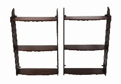 PAIR OF 19TH-CENTURY FRETWORK-FRAMED HANGING SHELVES