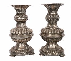 PAIR OF LARGE 19TH-CENTURY SILVER PLATED URNS