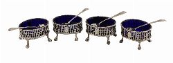 SET OF FOUR SILVER SALTS, LONDON 1873
