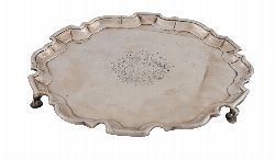 RARE PENAL-ERA ROMAN CATHOLIC EPISCOPAL SILVER CARD TRAY