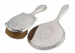 SILVER-BACKED HAIRBRUSH AND SILVER-BACKED VANITY MIRROR
