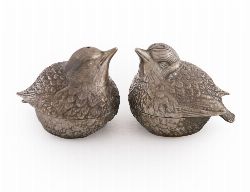 PAIR OF SILVER BIRD-FORM SALT AND PEPPER