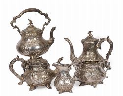 FIVE-PIECE 19TH-CENTURY SHEFFIELD PLATE TEA AND COFFEE SERVICE