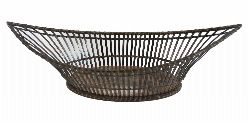 HEAVY BATEAU-SHAPED SILVER-PLATED BREADBASKET, EARLY 20TH CENTURY