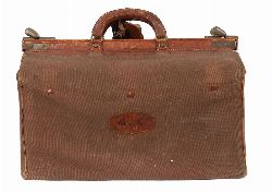 EARLY 20TH-CENTURY CANVAS AND LEATHER VALISE