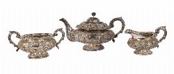 3-PIECE IRISH SILVER TEA SERVICE, DUBLIN 1828