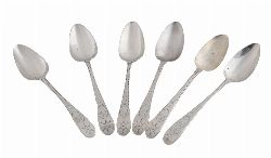 SET OF SIX GEORGIAN IRISH SILVER BRIGHT-CUT TEASPOONS, DUBLIN CIRCA 1790